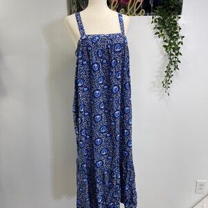 Old Navy Floral Tie Back Cutout Maxi Swing Dress Women's XL Pockets